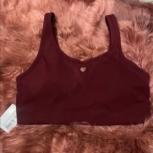 Lululemon Nulu Ribbed Scoopneck Bra light support Burgundy